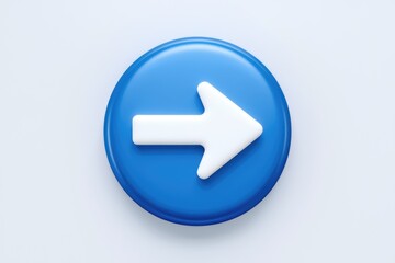 Poster - A 3D rendered white arrow pointing right  displayed on a blue circular button.