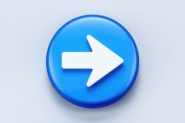 Poster - A 3D rendered white arrow pointing right on a blue circular background.