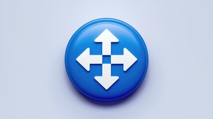 Fototapete - Circular blue button with white arrows symbolizing navigation.