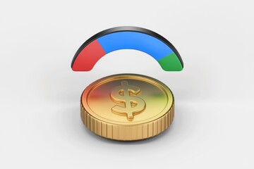 Aufkleber - Gold coin with dollar sign and financial progress meter.