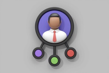 Poster - Businessman profile with 3 connection points symbolizing networking collaboration.