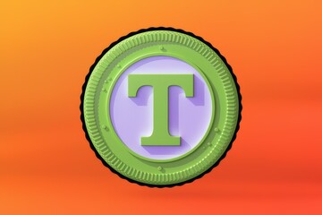 Aufkleber - A green circular emblem with a large  light green capital T in the center.