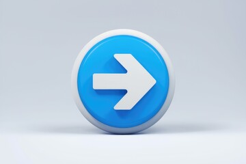 Leinwandbilder - Blue circle button with white right arrow symbolizing navigation.