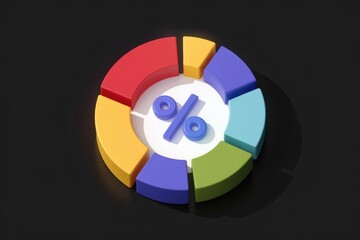 Aufkleber - A colorful circular chart displaying percentage data segmented into six sections.