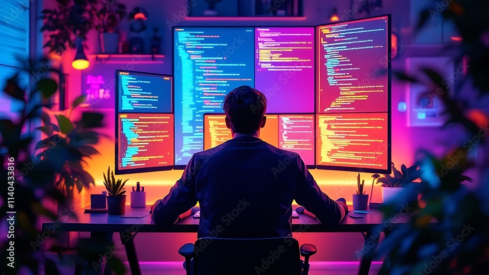Detailed lllustration of html code on computer screen - Conceptual ...