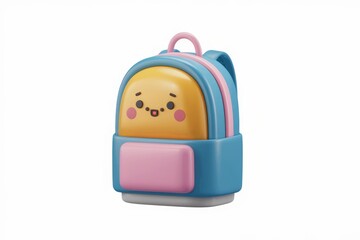 Poster - Cute cartoon backpack with a happy face  perfect for kids.