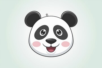 Poster - Adorable cartoon panda face with big eyes and a happy expression.