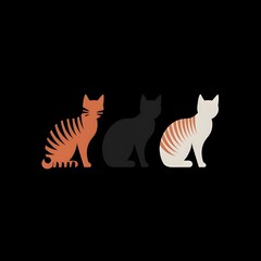 Wall Mural - Minimal art  illustration of adorable cats kittens 