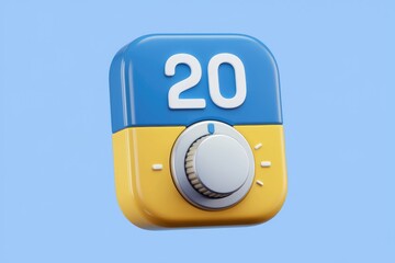 Poster - 3D image of blue and yellow dial with number 20