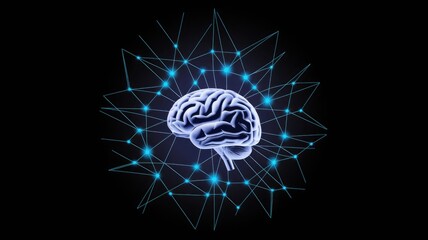 Leinwandbilder - Interconnected nodes in human brain network for cognitive processes.