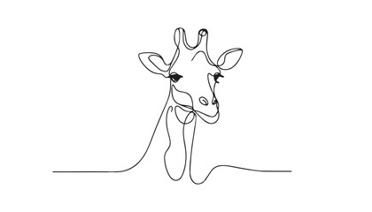 Wall Mural - Continuous one single minimal line drawing giraffe 