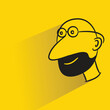 © bigpa - bald man icon with shadow on yellow background