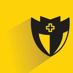 Canvas Print - shield badge with shadow on yellow background