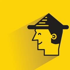 Poster - male face avatar with shadow on yellow background