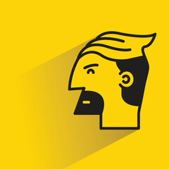 Poster - male face avatar with shadow on yellow background