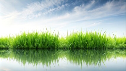 Wall Mural - stock photo of green grass field with white sky background