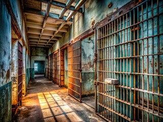 Locked Up: High Depth of Field Photography - Cell, Bars, Prison, Confinement, Despair, Isolation, Captivity, Imprisonment, Jail, Detention, Custody, Incarceration, Security, 