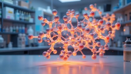 glowing molecular structure: a detailed scientific visualization