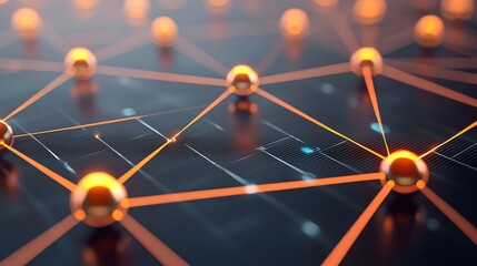 Abstract network structure with glowing nodes and lines, representing technology and connectivity.