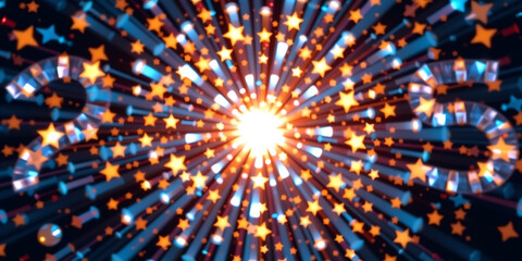 Wall Mural - Crystal Starburst Glow - A burst of stars glowing into 