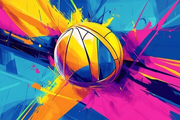 Wall Mural - Volleyball Abstract Design with Bright Colors 