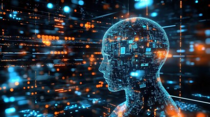 Illustration showcasing the process of machine learning in a modern context.