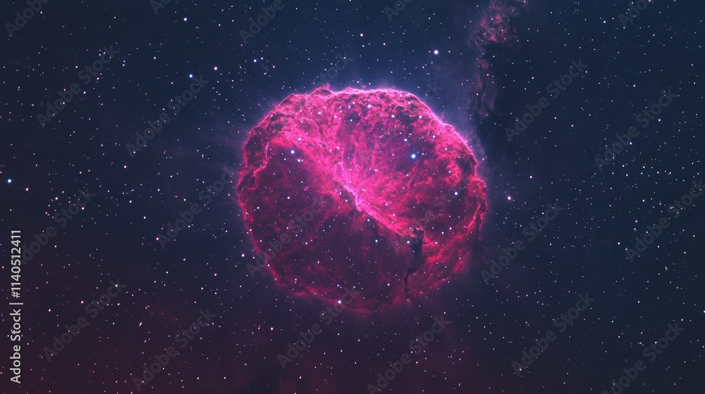 Pink Real Stars Vibrant pink nebula glowing in deep space, cosmic star formation with ...