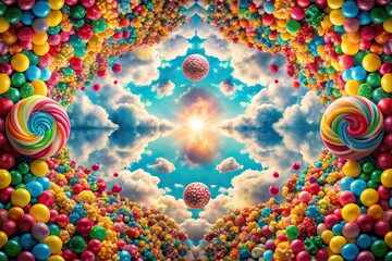 Wall Mural - surreal landscape with colorful candy and cloud formations