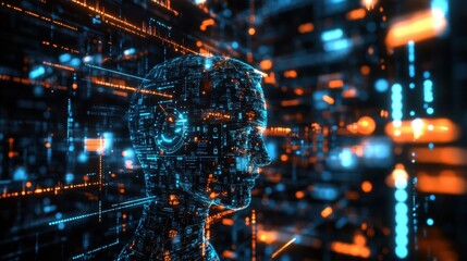 3D rendering highlighting artificial intelligence and deep data mining techniques.