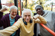 © Marko Geber - Diverse senior male friends working out together at park