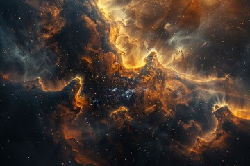 Aufkleber - Stunning view of an interstellar nebula illuminated by vibrant colors and countless stars in the depths of space