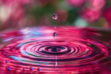 Aufkleber - Rippling water creates mesmerizing patterns as a droplet falls into a tranquil pool, capturing the beauty of nature in motion at dusk