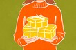 © ADDICTIVE STOCK - Illustrated celebration with a person holding gift boxes