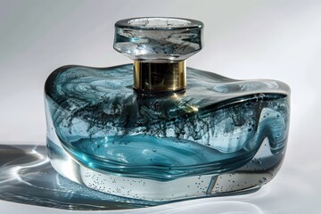 Fototapete - Transparent glass bowl resting on a surface with warm sunlight reflected in the background during a serene morning