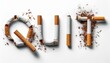 © Arthur - Broken Cigarette Art Spelling 'QUIT' Symbolizing Smoking Cessation, Tobacco Free Lifestyle, Anti Smoking Campaign, Health Awareness, Addiction Recovery, and Motivation to Stop Smoking for a Healthier