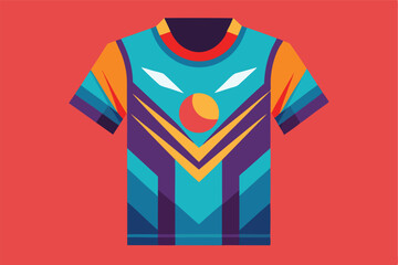 Poster - Colorful geometric t-shirt design with bold shapes and dynamic colors suitable for modern fashion and casual wear