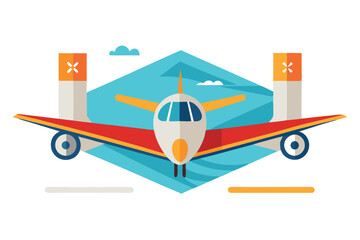 Poster - Vector illustration of a vintage airplane with wings and a banner design for aviation-themed events or branding opportunities