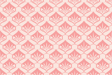 Poster - Intricate vector pattern design featuring floral motifs in a soft pink and cream color scheme ideal for textiles or wallpapers
