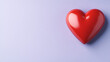 © Bi - 3D Red Heart on a clean purple background banner style with copy space. Horizontal banner. Ideal for valentine's day or other holidays. Minimal clean design. Love concept.