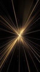 Wall Mural - golden light beams radiating from central point on black background