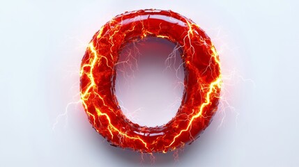 Wall Mural - Red and glowing torus with electric discharges on light background