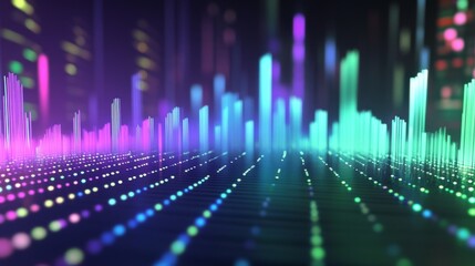 Poster - Colorful Sound Waves Visualization in Digital Abstract Background