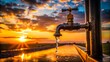 © Danicha - Silhouette Metal Tap Outdoor Water Drain, Sunset Silhouette Photography, Dark Dramatic Backlit Faucet