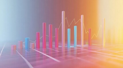 Aufkleber - Colorful Data Visualization with Bar Graph and Trend Line