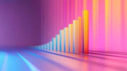 Poster - Colorful 3D Graph Bars Representing Data Growth and Progression