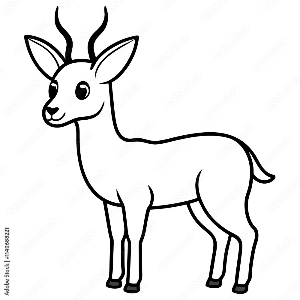 cute springbok line art vector Stock Vector | Adobe Stock
