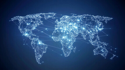 map world animated connections and data streams global business infrastructure technology abstract b