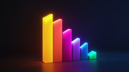 Poster - Colorful Neon Bars Representing Growth and Decline in Business Metrics