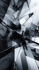 Leinwandbilder - Exploration of depth and contrast in an abstract composition of overlapping geometric shapes and reflective surfaces