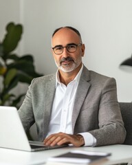 Aufkleber - Economist engaged in work at a desk in a modern office setting during daylight hours